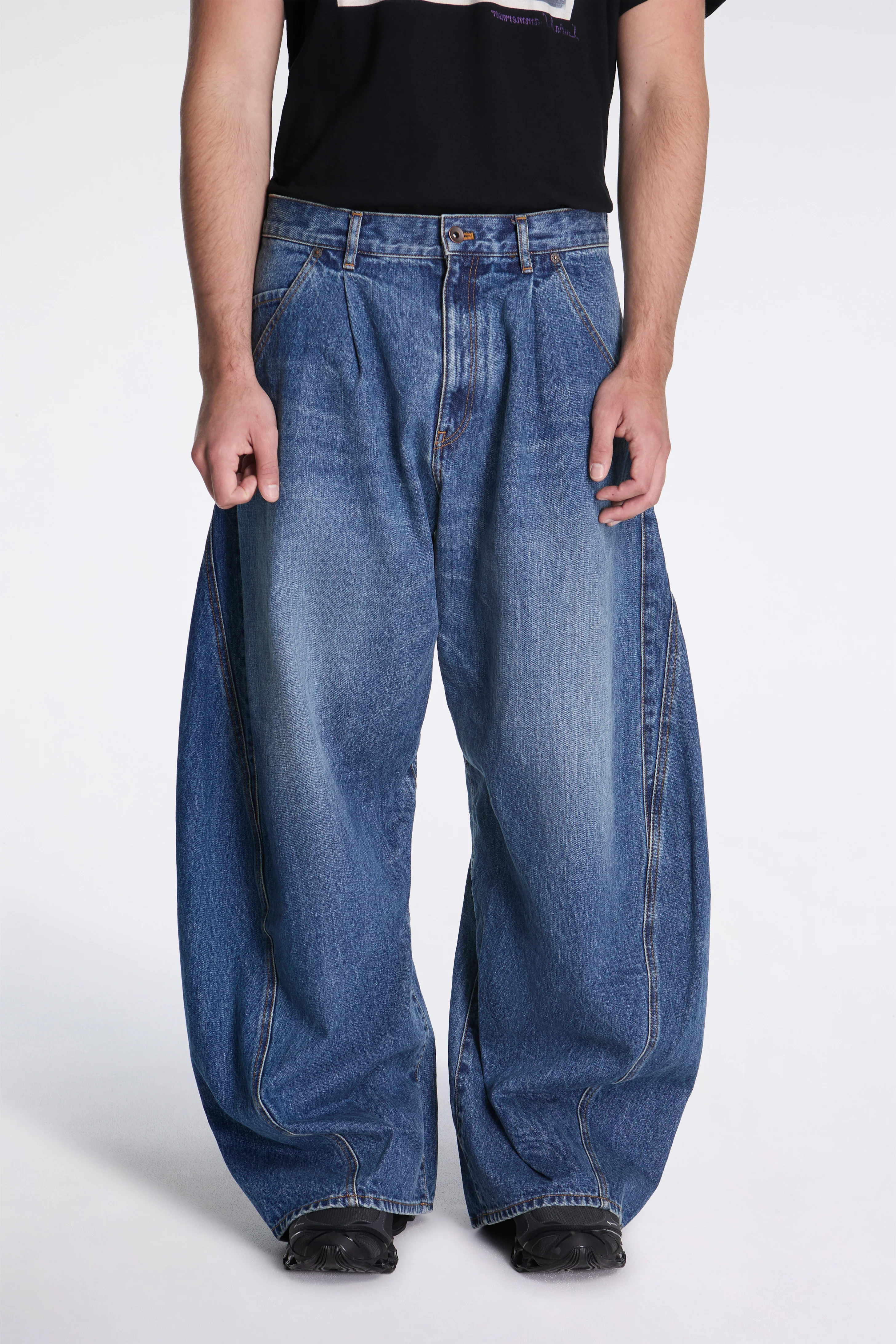 3D Cutting Denim Pants Indigo
