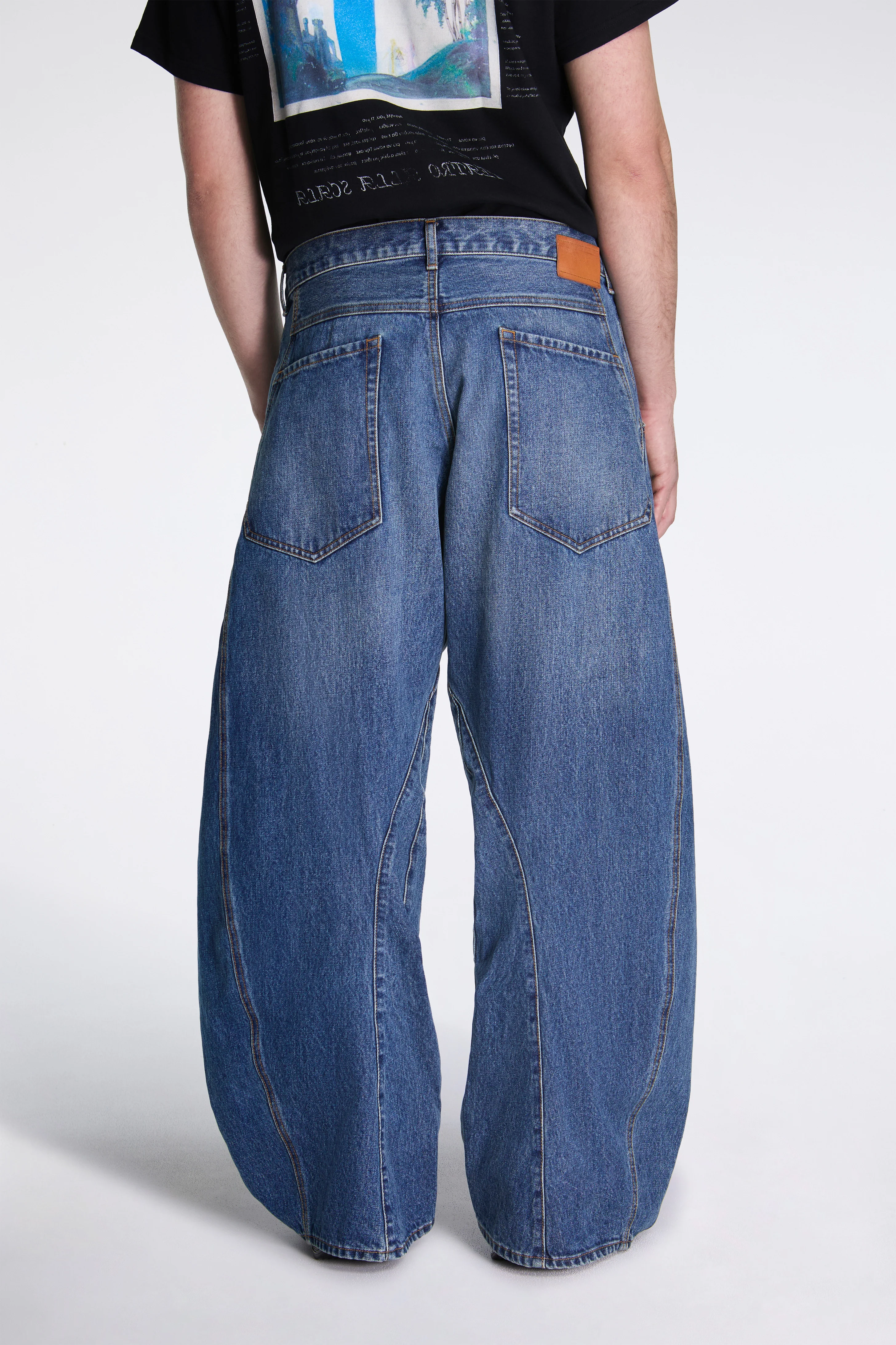 3D Cutting Denim Pants Indigo - Image 4