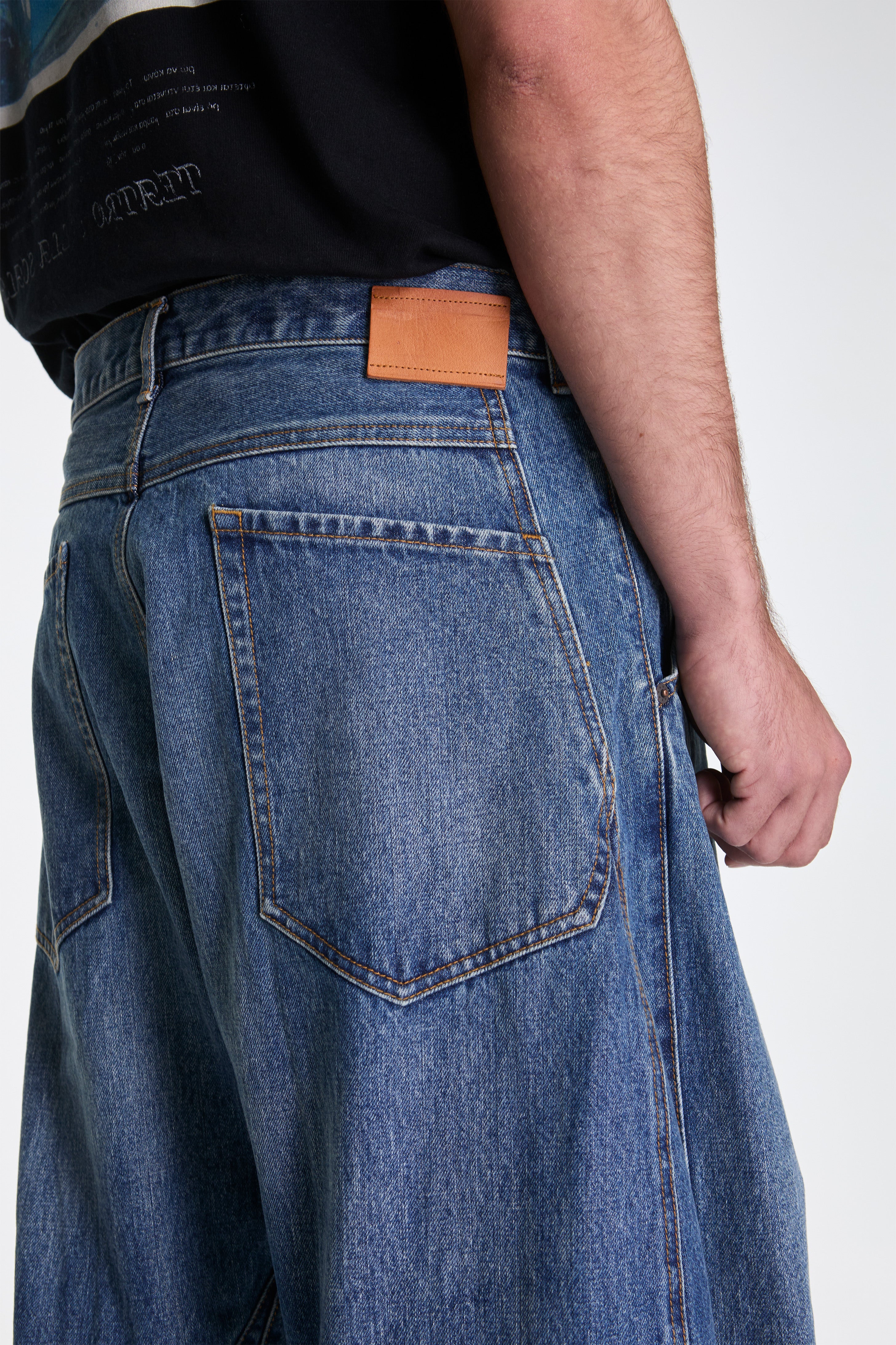 3D Cutting Denim Pants Indigo - Image 5