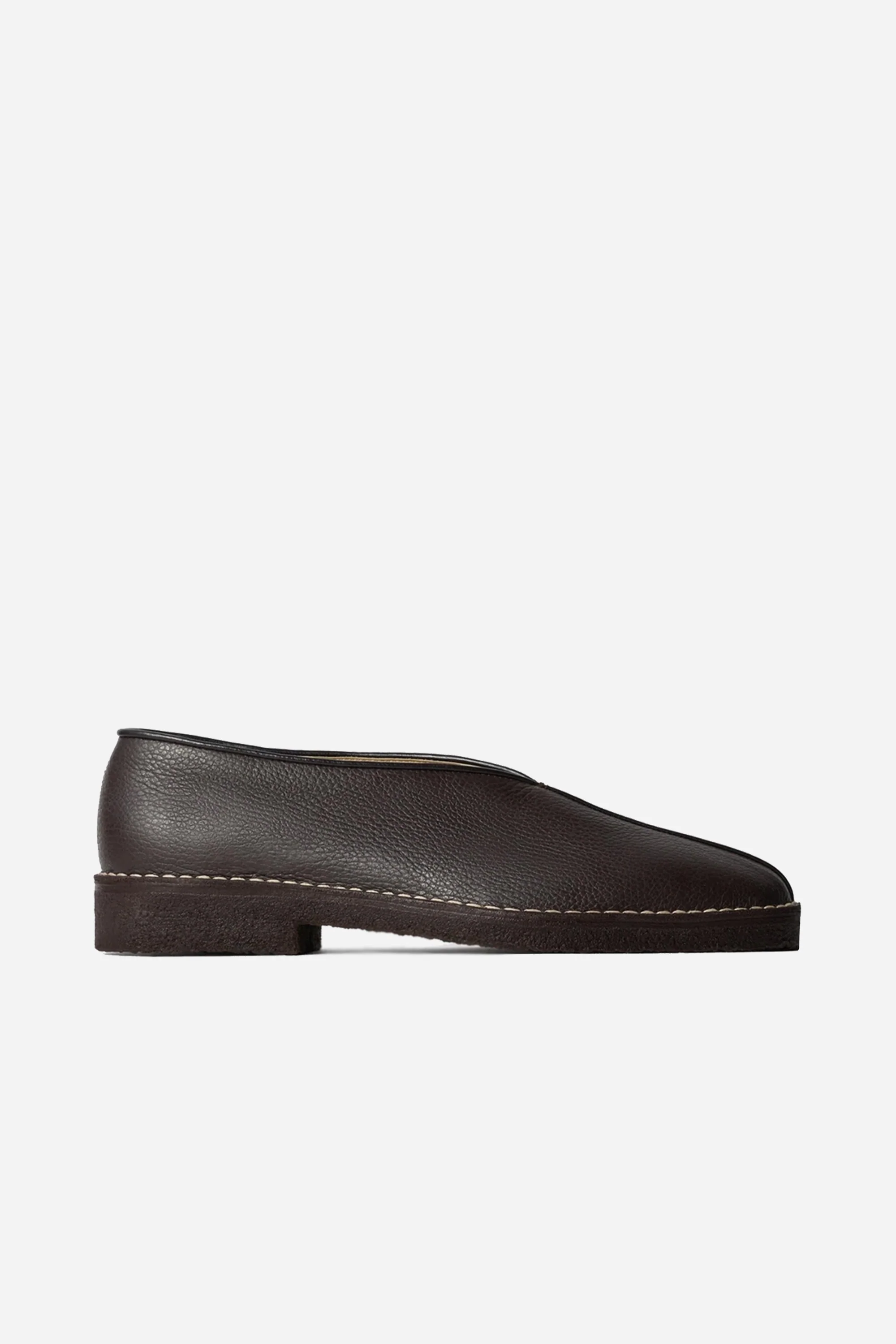 Womens Piped Crepe Slippers Dark Brown