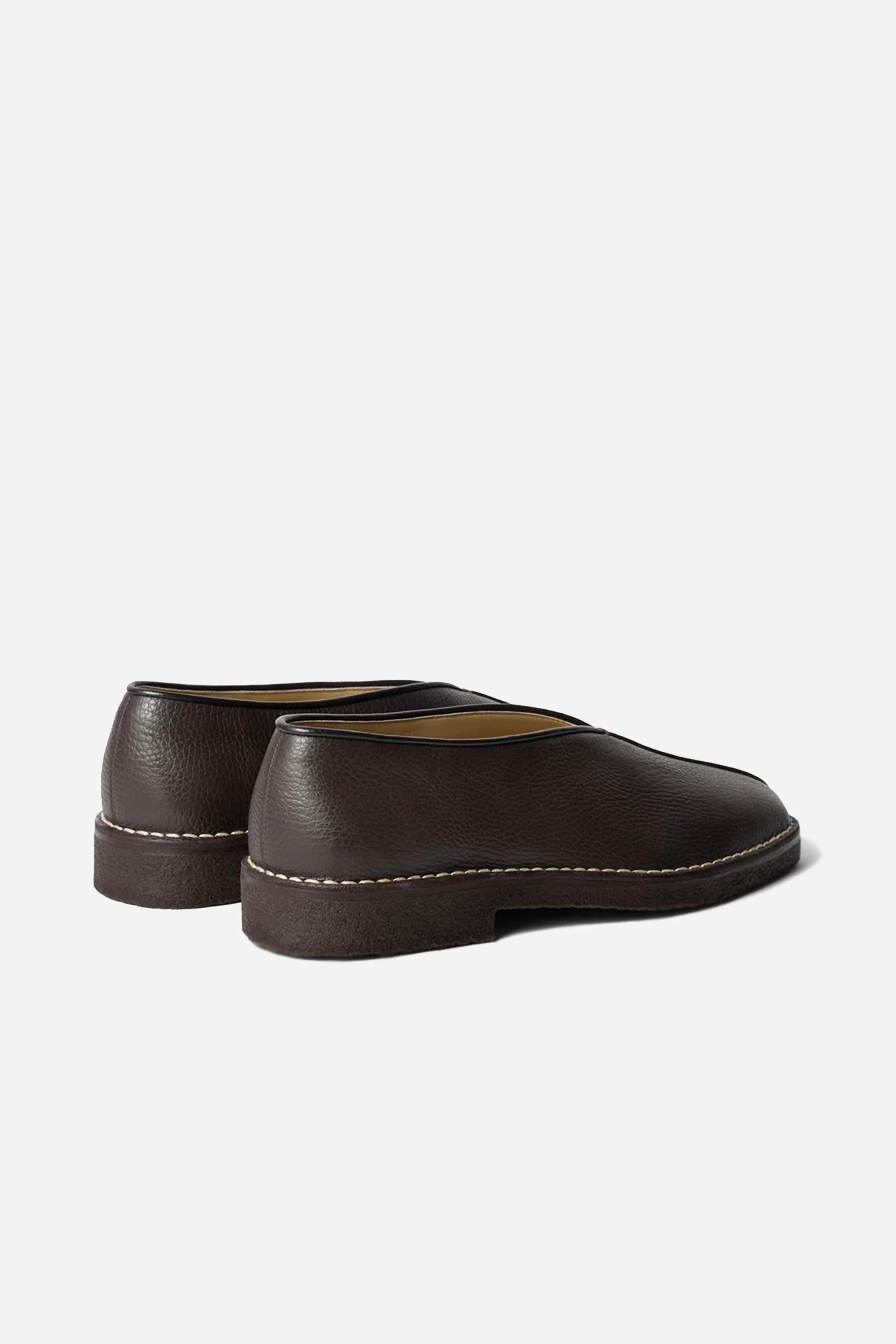 Womens Piped Crepe Slippers Dark Brown - Image 3